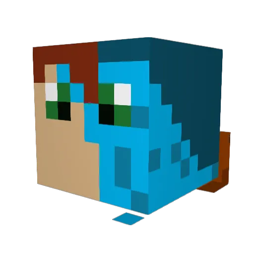 AquaPerseus Minecraft avatar head, 3D render