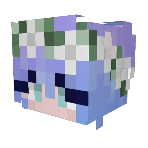 Aqualistic Minecraft avatar head, 3D render