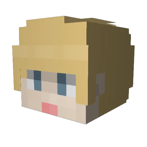 Aqueouse Minecraft avatar head, 3D render