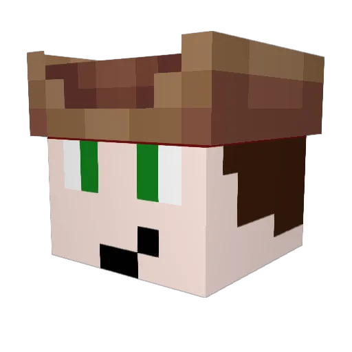 Arthurotatu Minecraft avatar head, 3D render
