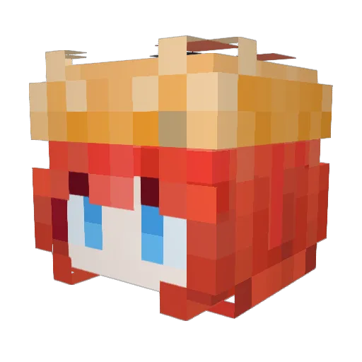 Asakaito Minecraft avatar head, 3D render