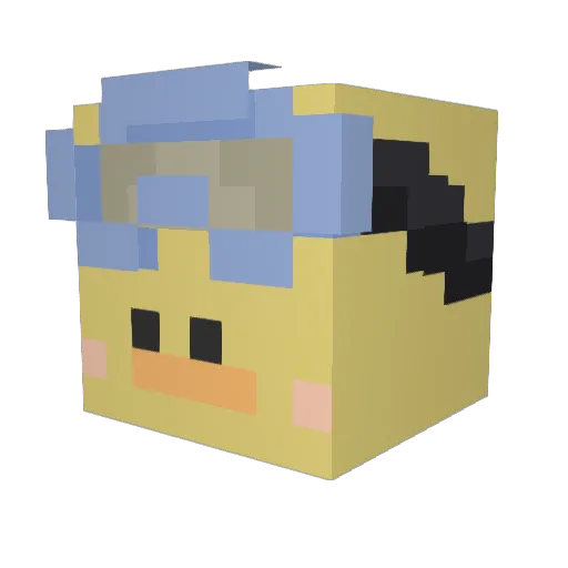 AsianDoublelift Minecraft avatar head, 3D render