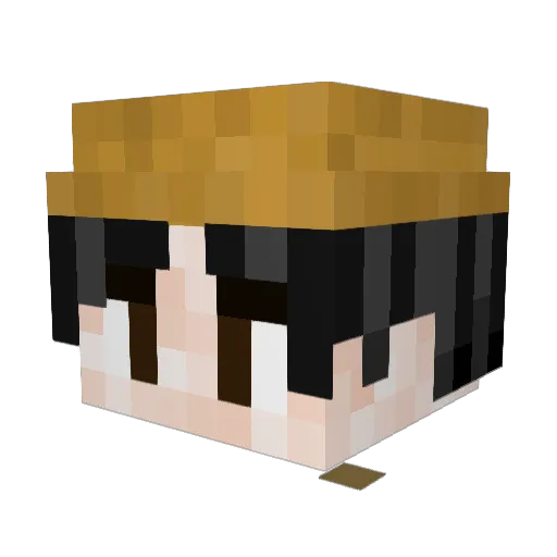 AsianLingmao Minecraft avatar head, 3D render