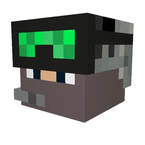AssinCreeper Minecraft avatar head, 3D render