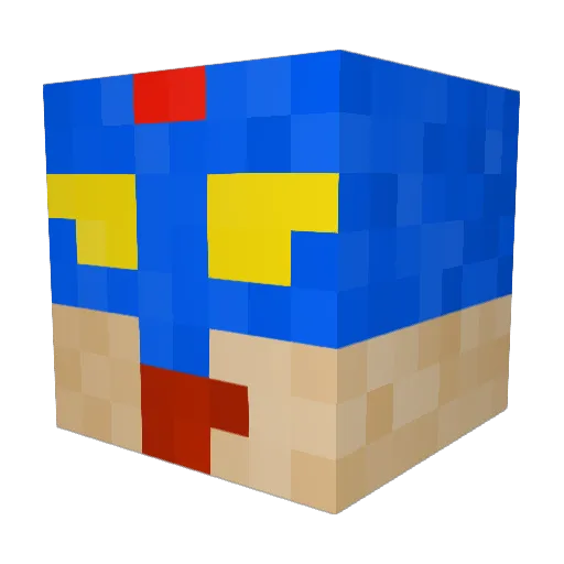 AsureDX Minecraft avatar head, 3D render