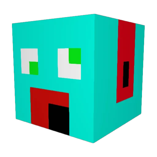 Atzeausbs Minecraft avatar head, 3D render