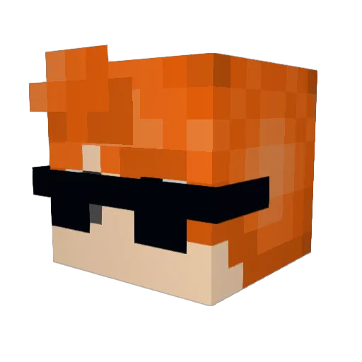 Auburner Minecraft avatar head, 3D render