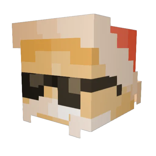 August_W Minecraft avatar head, 3D render