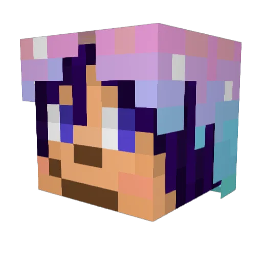 AuroraDraws Minecraft avatar head, 3D render