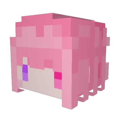 Autopink Minecraft avatar head, 3D render