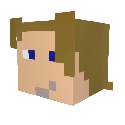 Avacnela Minecraft avatar head, 3D render