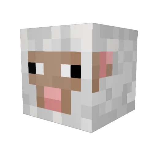 AverageSheep Minecraft avatar head, 3D render