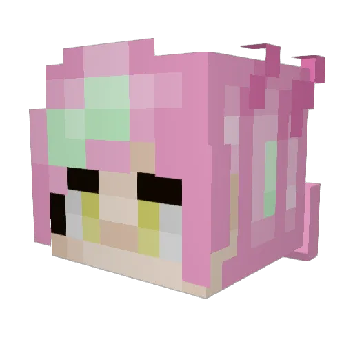 Axolobee Minecraft avatar head, 3D render