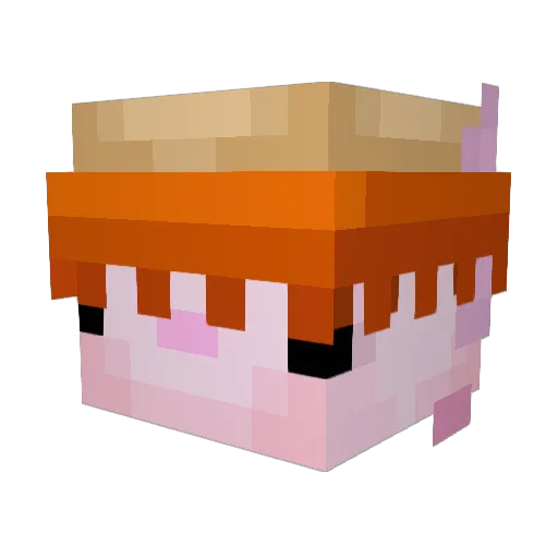 AxolotlVillager Minecraft avatar head, 3D render