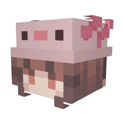 Ayamemori Minecraft avatar head, 3D render
