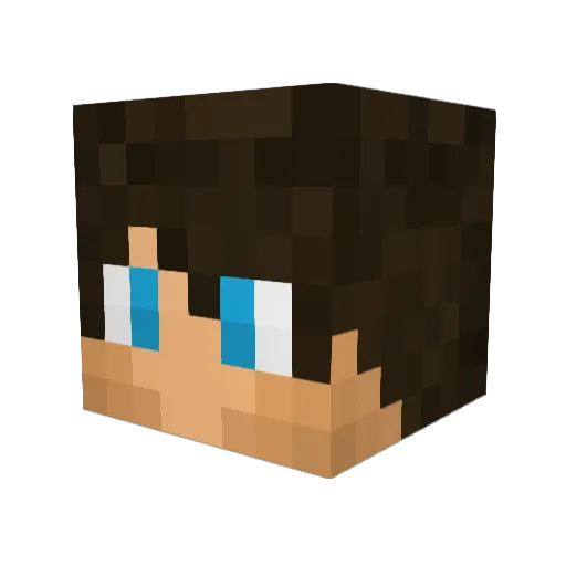 Azakiiiii Minecraft avatar head, 3D render