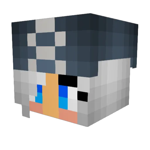 Aziku Minecraft avatar head, 3D render