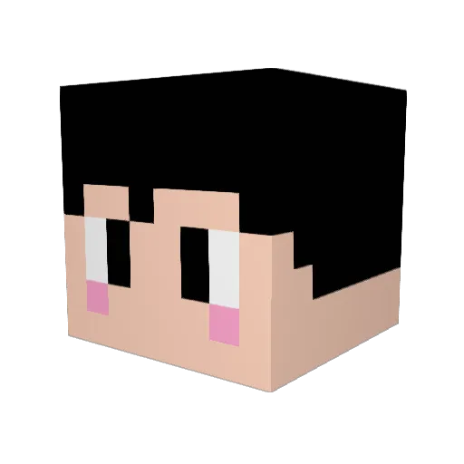 Azuki_PC Minecraft avatar head, 3D render