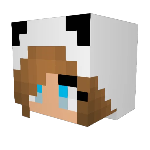 Azuna Minecraft avatar head, 3D render