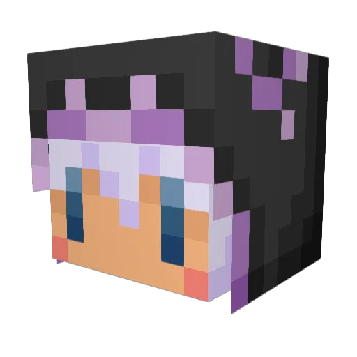 Azure__ Minecraft avatar head, 3D render