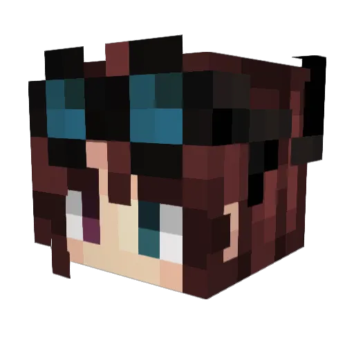 Azurren Minecraft avatar head, 3D render