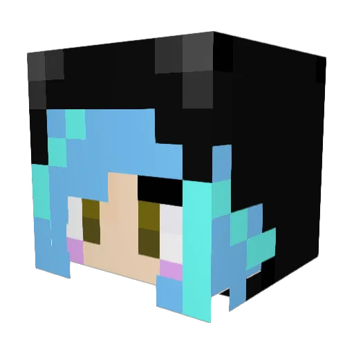Azuryuu Minecraft avatar head, 3D render