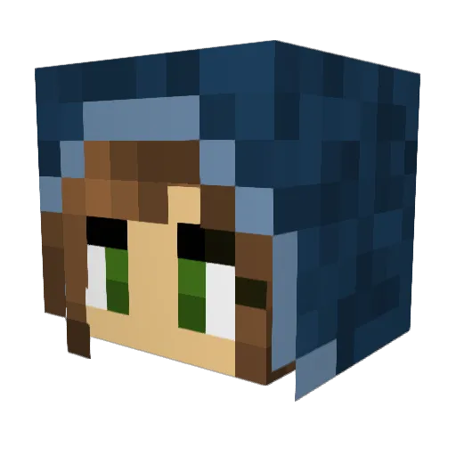 Azzurefire Minecraft avatar head, 3D render