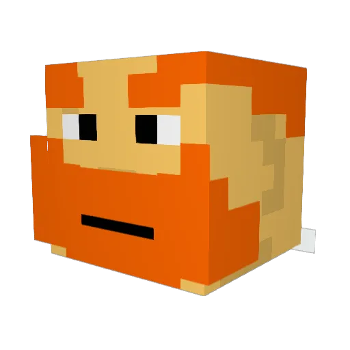 BILLYHILLY Minecraft avatar head, 3D render