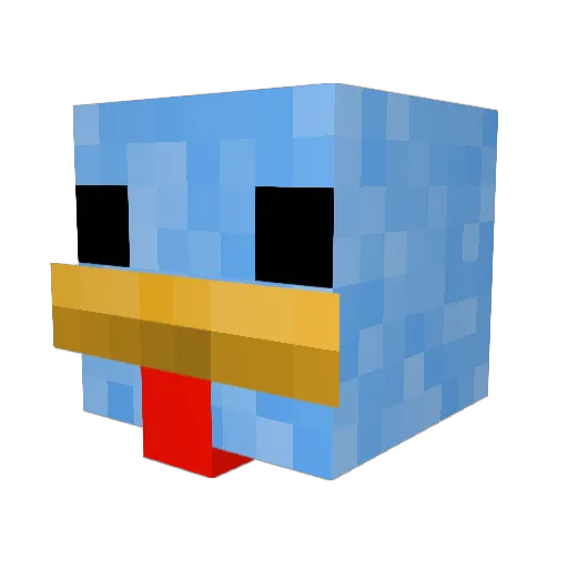 BIueChicken Minecraft avatar head, 3D render