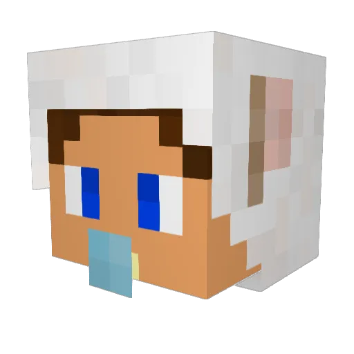 BabyLambMC Minecraft avatar head, 3D render