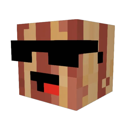 Bacon0nCars Minecraft avatar head, 3D render