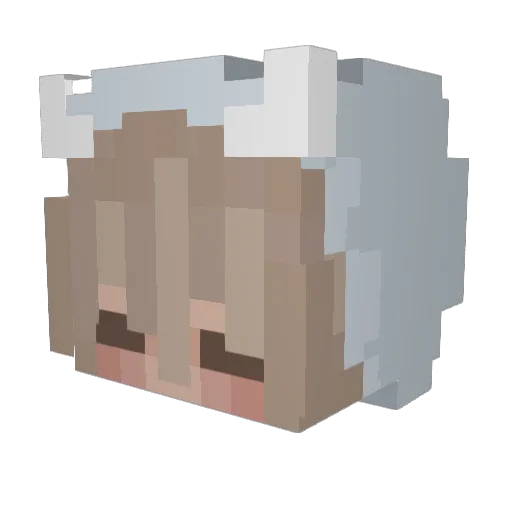 Baichu Minecraft avatar head, 3D render