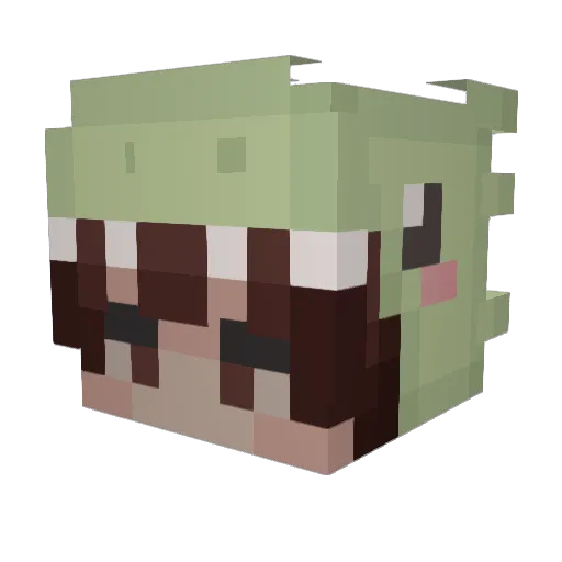 BananaCreeper2 Minecraft avatar head, 3D render