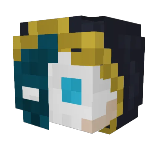 Bansou Minecraft avatar head, 3D render