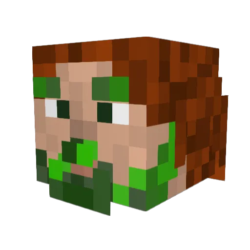 BarbeVerte Minecraft avatar head, 3D render