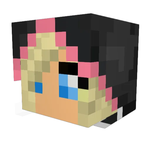 BarbiePotato Minecraft avatar head, 3D render