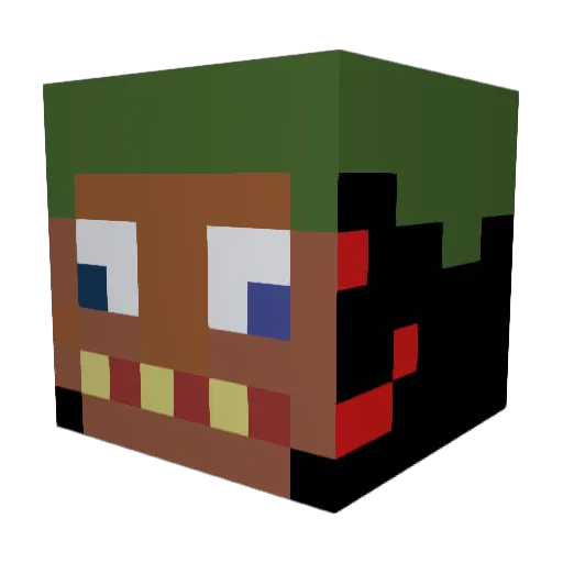 BarelyBarley Minecraft avatar head, 3D render
