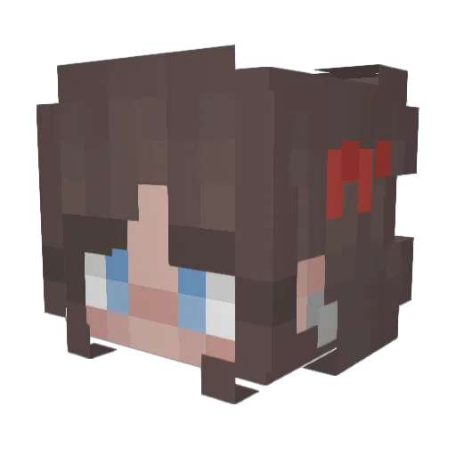 BarelyPeach Minecraft avatar head, 3D render