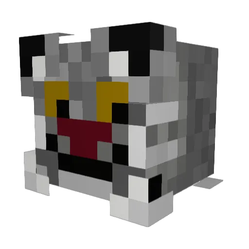 BarkingLynx Minecraft avatar head, 3D render