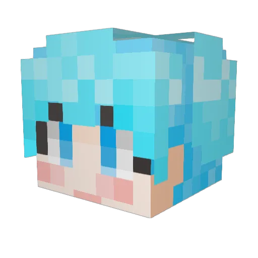 BasDora Minecraft avatar head, 3D render