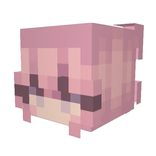 BasicGurl Minecraft avatar head, 3D render