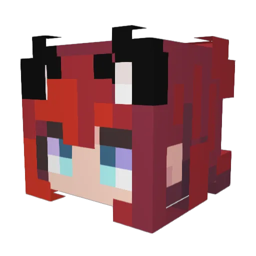 BeanNya Minecraft avatar head, 3D render