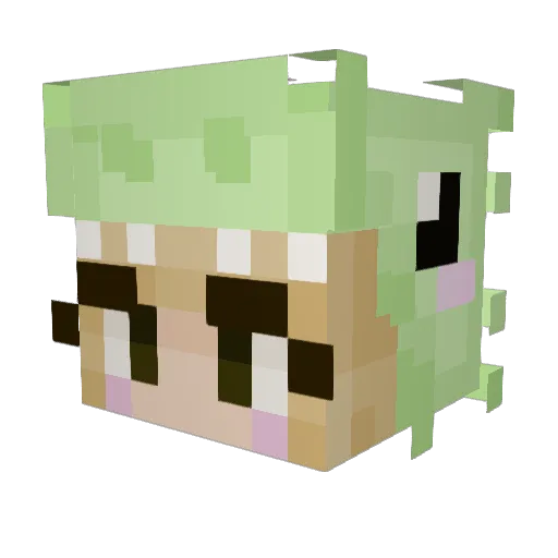 BeanieBabyDino Minecraft avatar head, 3D render