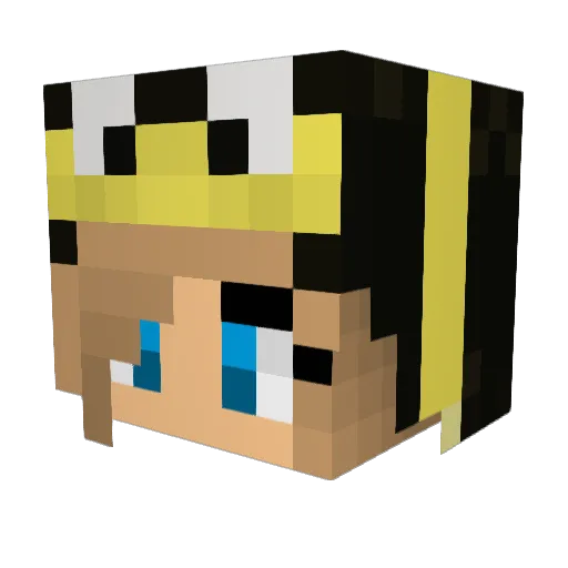 Bee Minecraft avatar head, 3D render