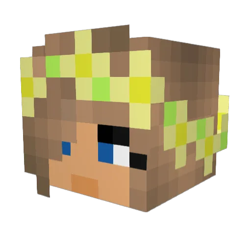 Beeabeille Minecraft avatar head, 3D render