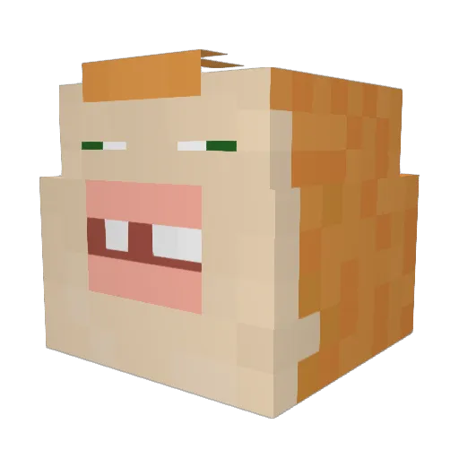 Beged Minecraft avatar head, 3D render