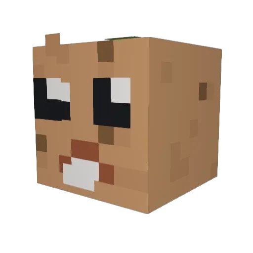 BeingDerm Minecraft avatar head, 3D render