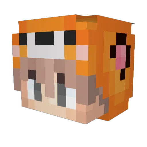 Beinu Minecraft avatar head, 3D render
