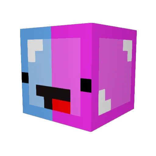Betched Minecraft avatar head, 3D render
