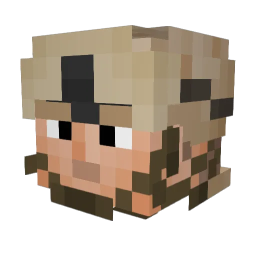 Bialy_General Minecraft avatar head, 3D render